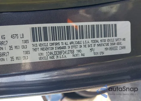 2015 Jeep Compass Latitude из США, поврежденный, VIN 1C4NJDEB8FD412768